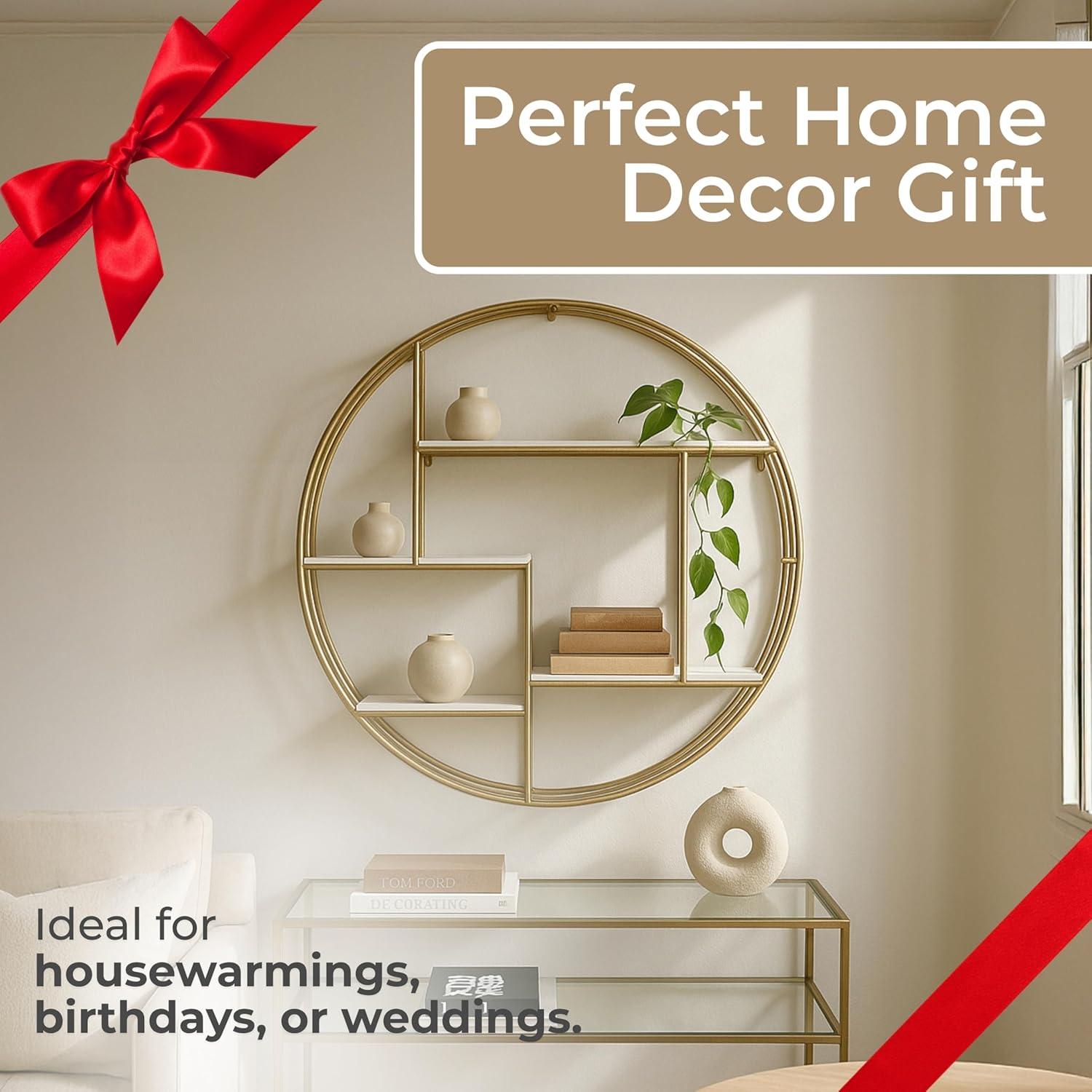 Sagebrook Home Kittle Modern Glam Iron and Wood Wall Storage Shelf