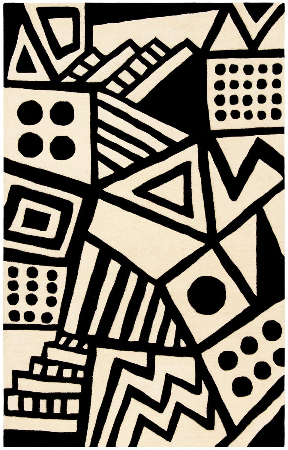 Fifth Avenue FTV124 Hand Tufted Wool Area Rug - Ivory/Black- 5' X 8' - Safavieh.