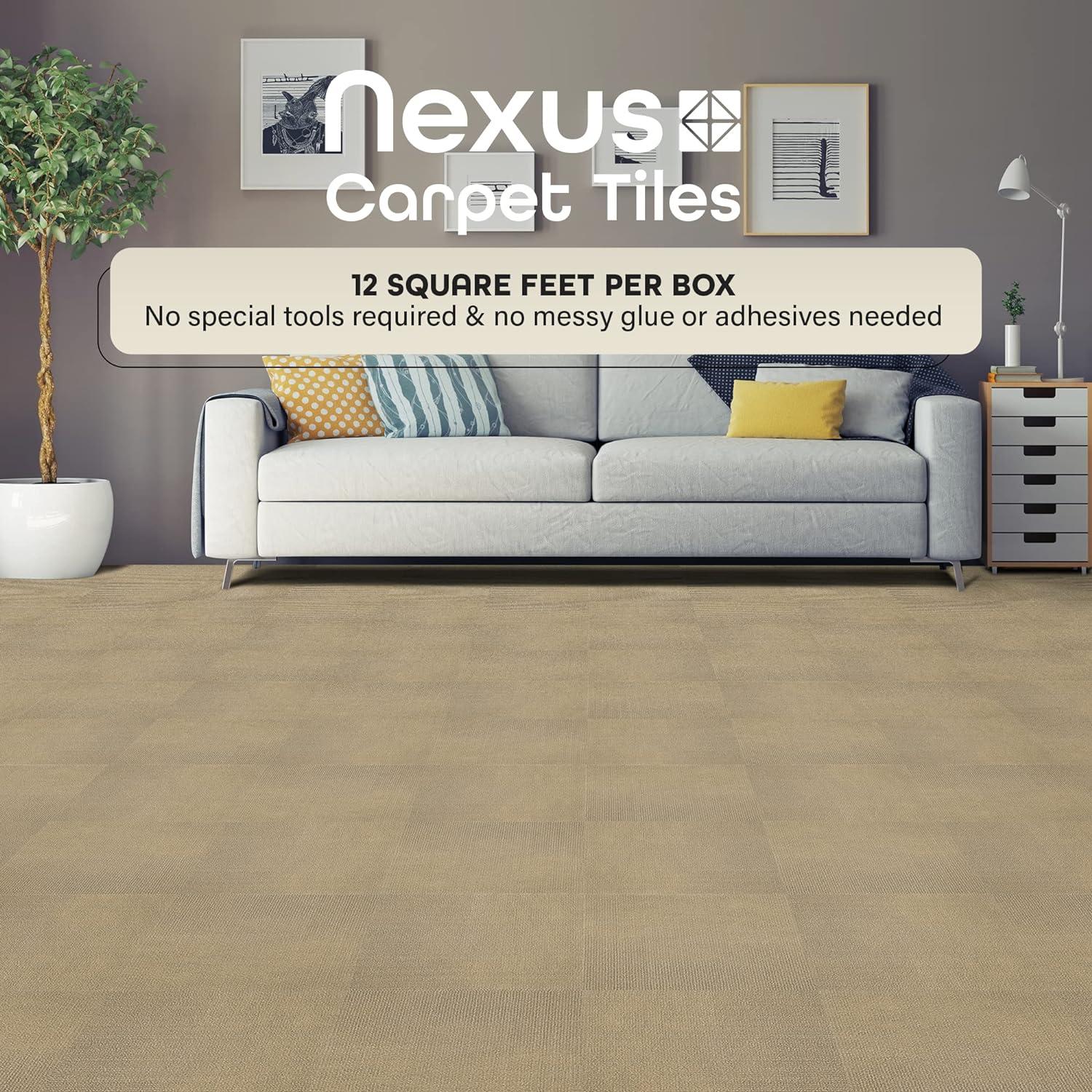 Nexus 12'' W x 12'' L Level Loop Adhesive, Peel & Stick Polyester Carpet Tile