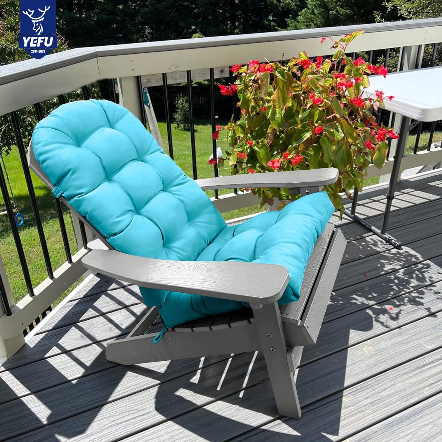 Blue High Back Polyester Adirondack Chair Cushion