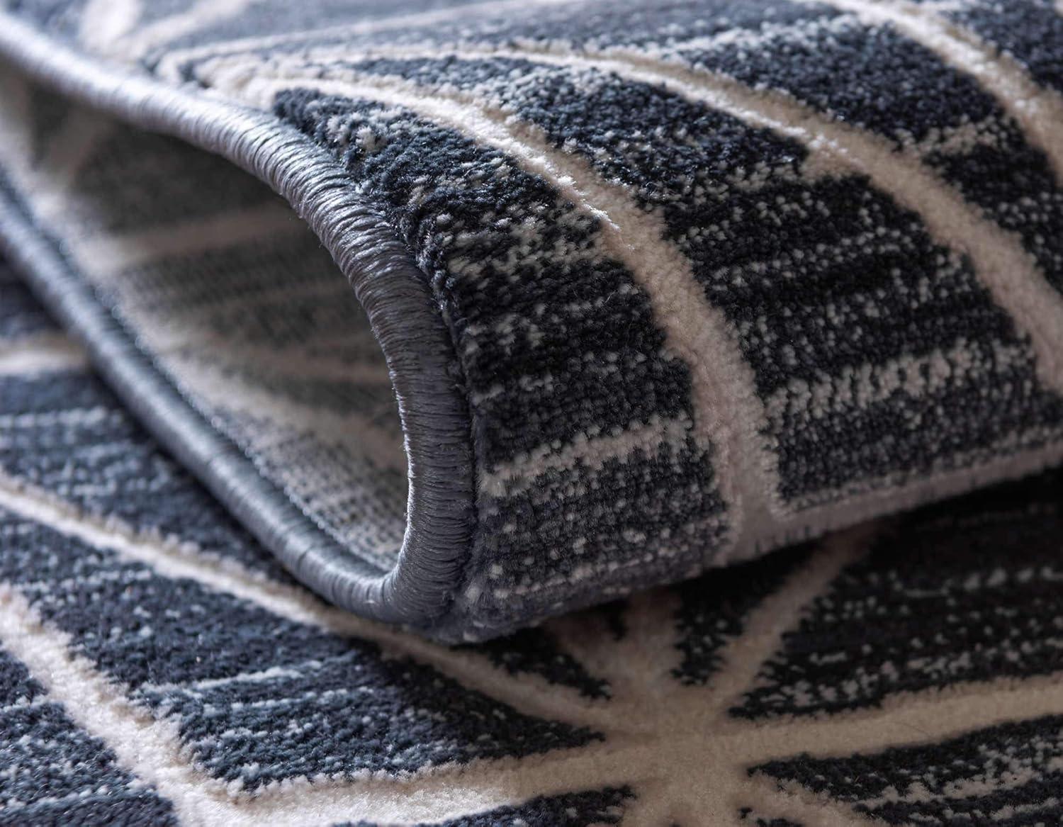 Jill Zarin Uptown Collection Area Rug - Fifth Avenue (8'  x 10' Rectangle Navy Blue/Ivory)