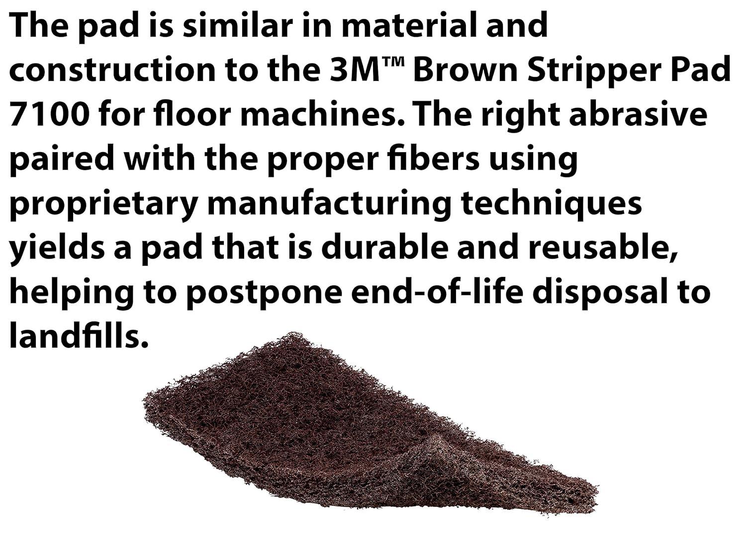 3M Doodlebug Scrub 'n Strip Pad 4 5/8 x 10 Brown 20/Carton 08004