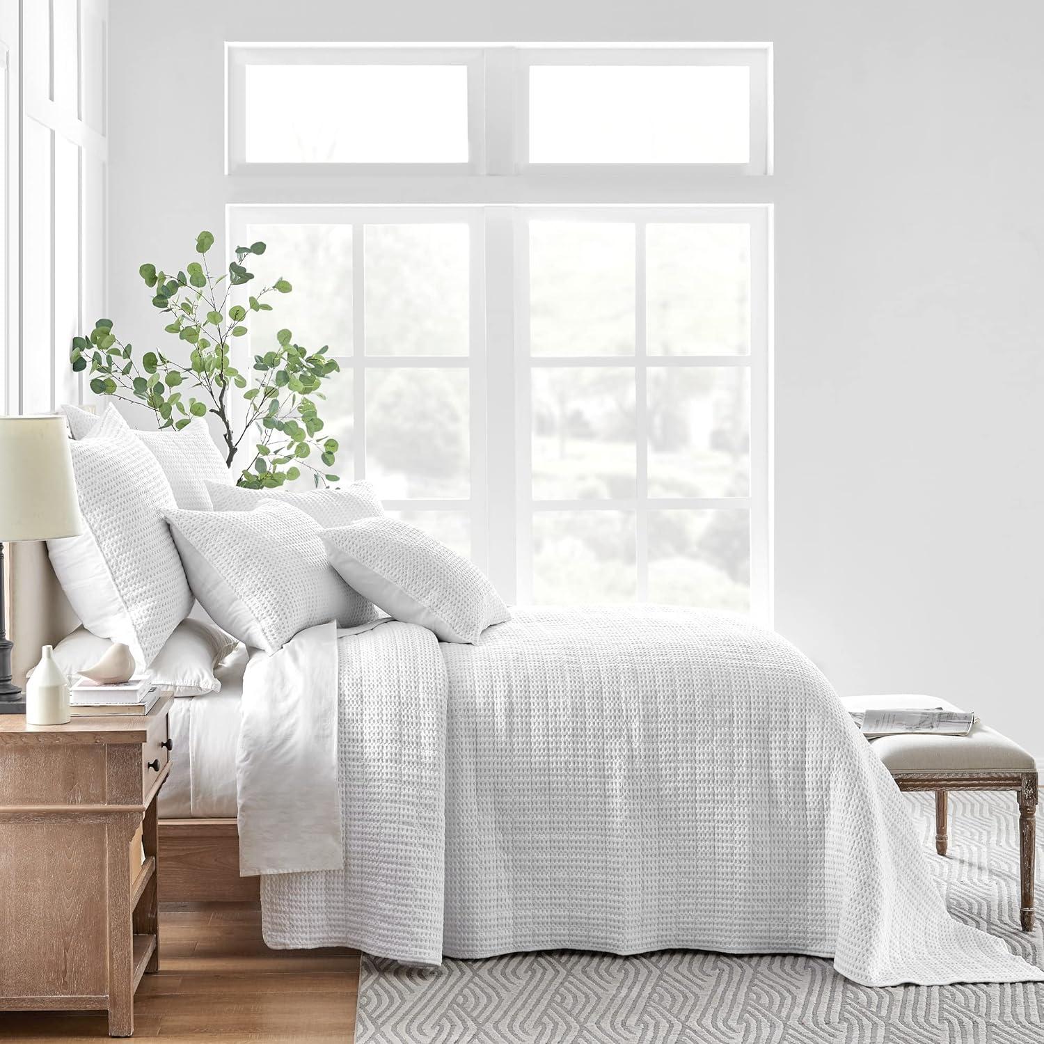 Mills Waffle Bright White Full Bedspread Set - Levtex Home