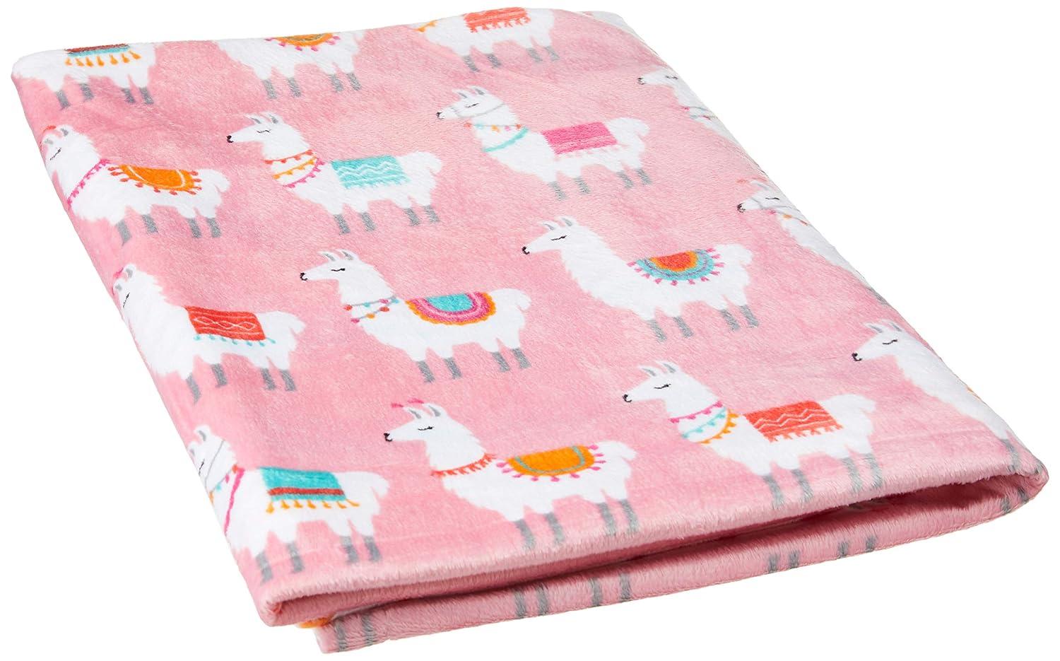 Hudson Baby Infant Girl Plush Mink Blanket, Llama, One Size