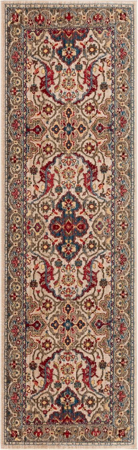SAFAVIEH Kashan Vincent Oriental Runner Rug, Ivory/Taupe, 2'6" x 10'
