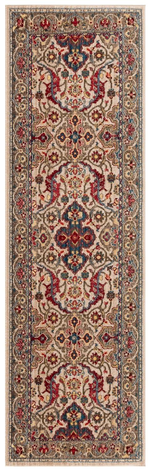 SAFAVIEH Kashan Vincent Oriental Runner Rug, Ivory/Taupe, 2'6" x 10'
