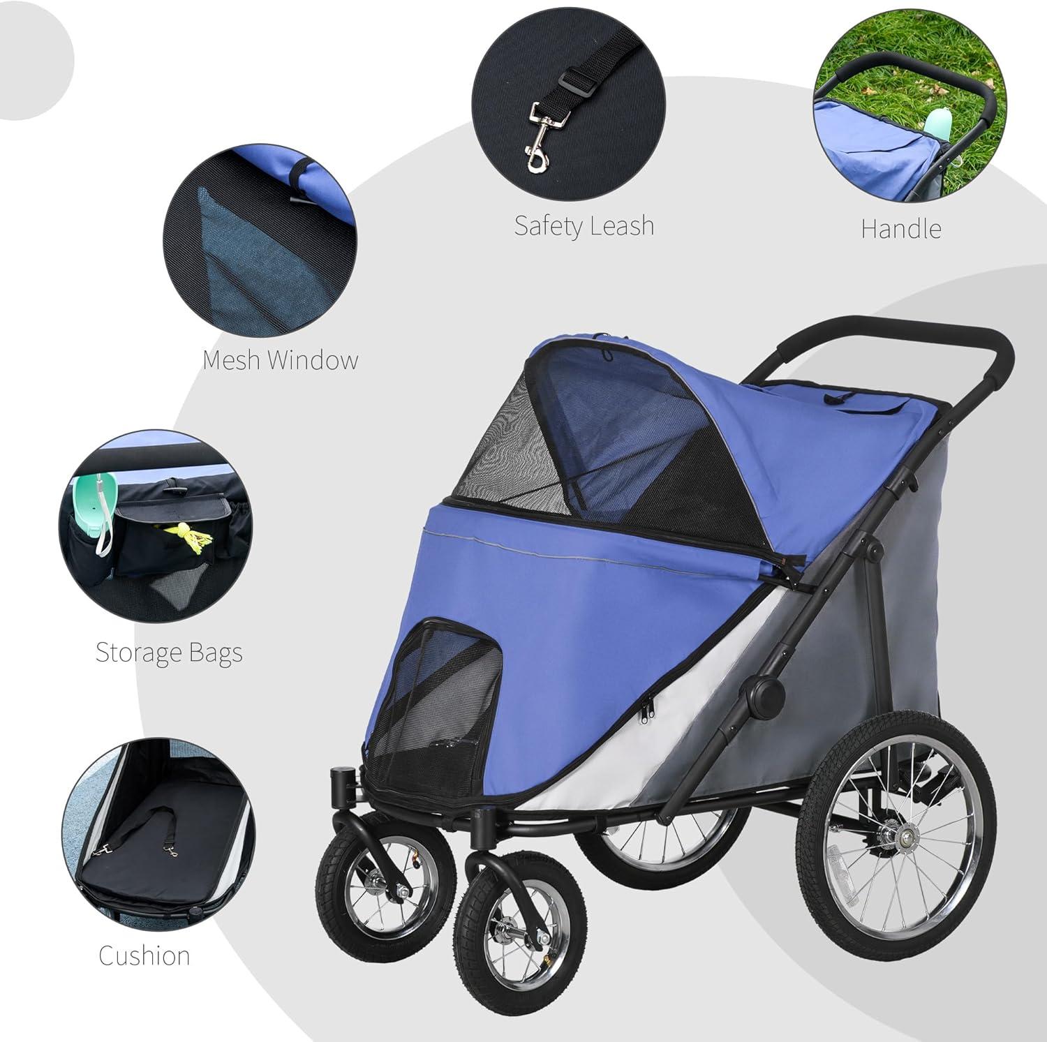 Pet Stroller for Medium and Large Dogs and Cats,Easy Fold Dog Stroller with Storage Bags,for Outdoor