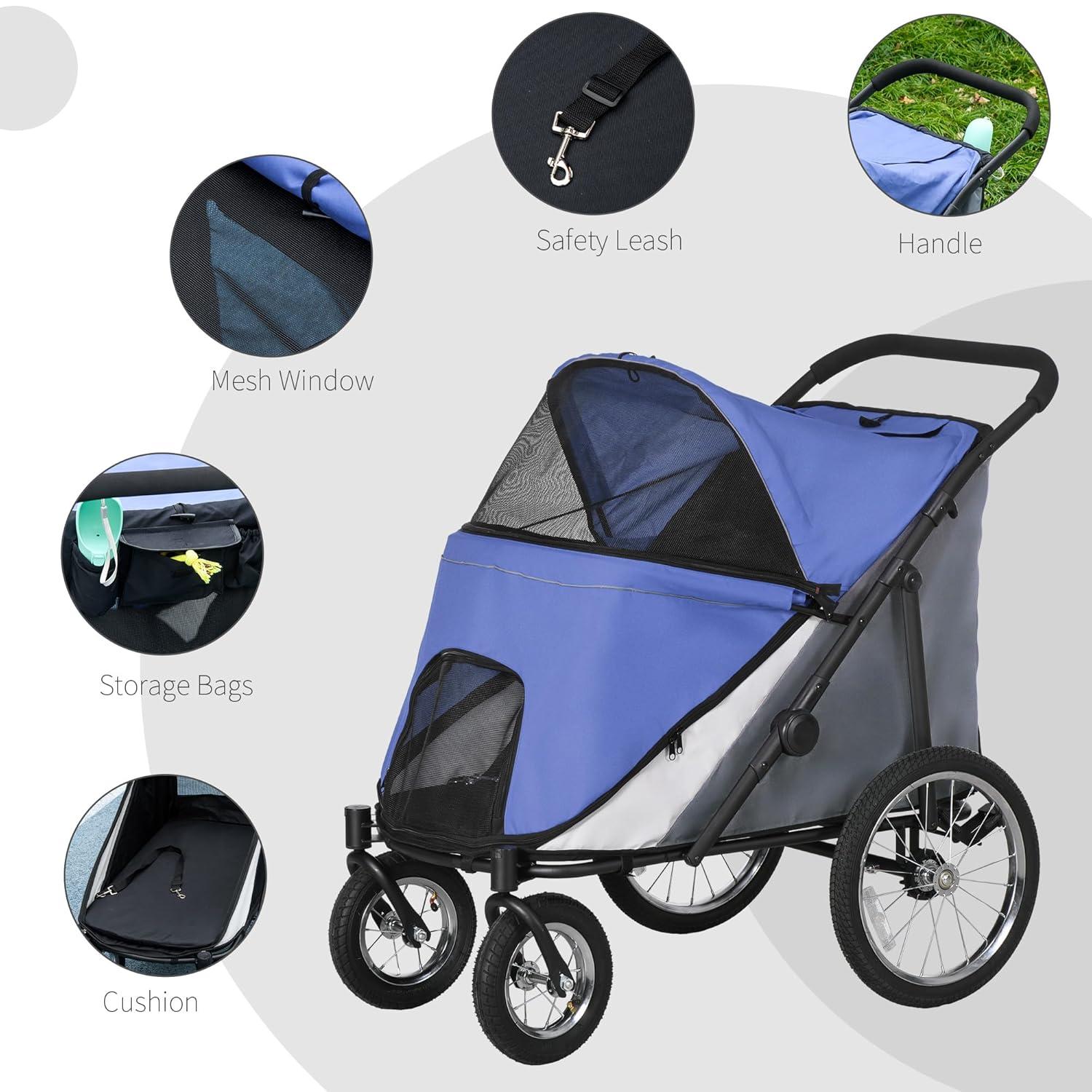 Pet Stroller for Medium and Large Dogs and Cats,Easy Fold Dog Stroller with Storage Bags,for Outdoor