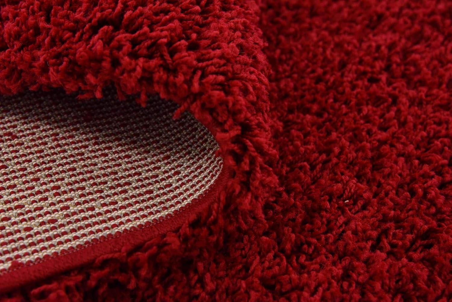 Unique Loom Solid Shag Collection Area Rug (8' Square, Cherry Red)
