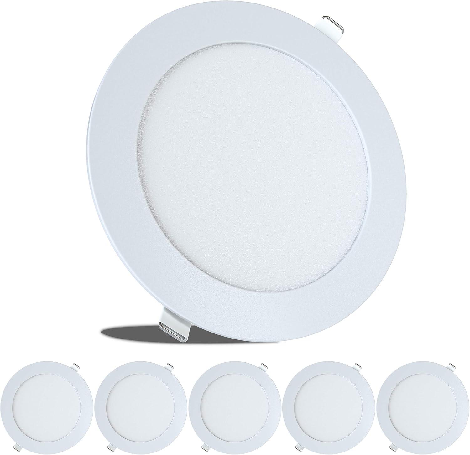 Sleek 5-Pack Cool White LED Recessed Ceiling Lights, Dimmable Aluminum Downlights