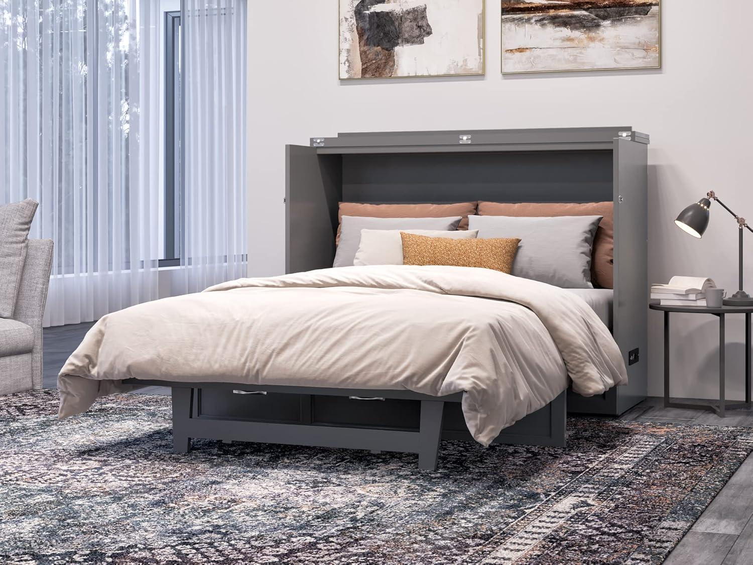 AFI Northfield Grey Full Solid Wood Murphy Bed Chest