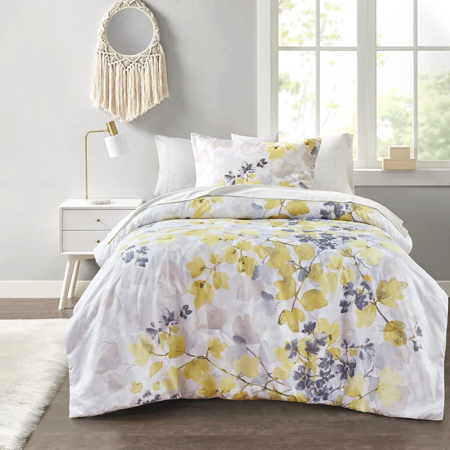 Madison Park Karissa Comforter Set with Bed Sheets Yellow