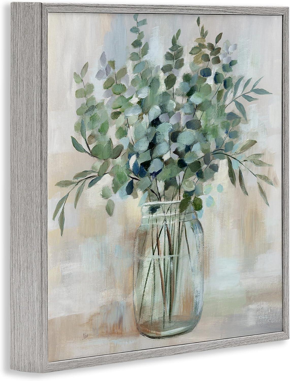 " Soothing Eucalyptus Flower Herb Arrangement Rustic Jar " by Nan Painting Print