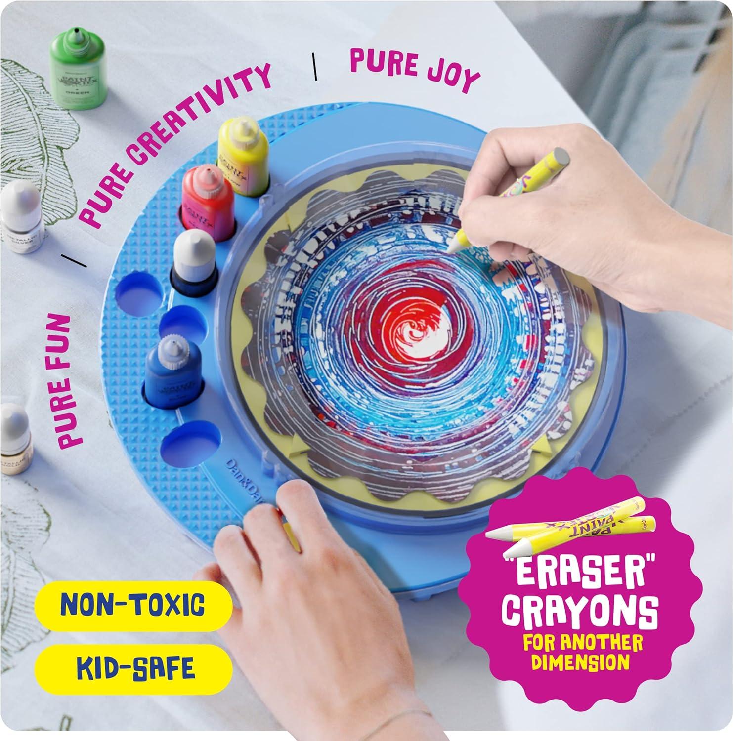 Dan&Darci Spin Art Machine Kit - Paint Spiral Station Center Motorized Spinner Craft Workstation Paint Spiral Station Center - Kids Arts & Crafts Toys for Girls & Boys of All Ages