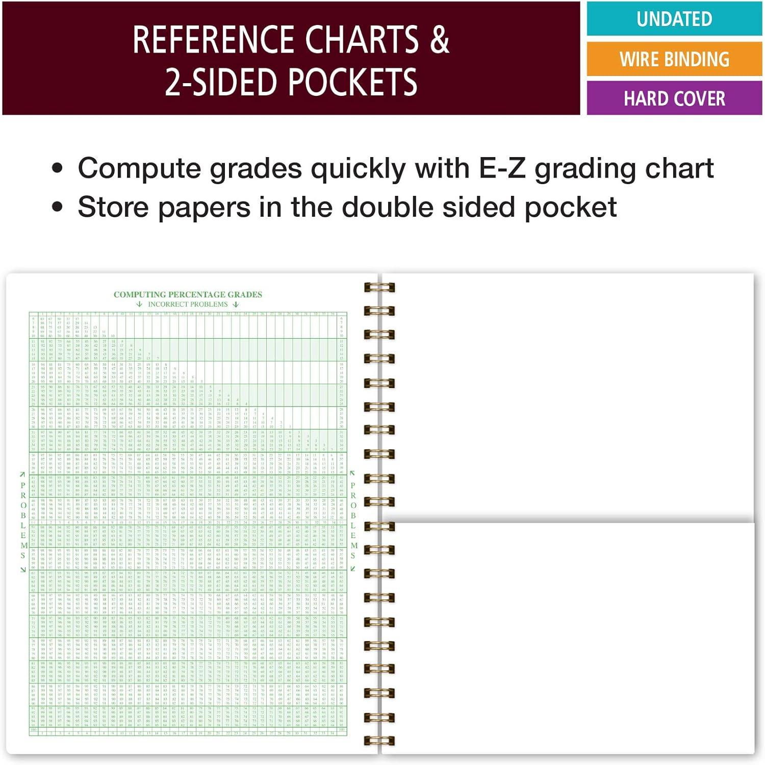 Elan Publishing Company Teacher Class Record Book for 9-10 Weeks, 35 Students, 8.5"x11" - Includes Bookmark, Seating Charts, Perforated Grading Sheets (Tree Seasons)