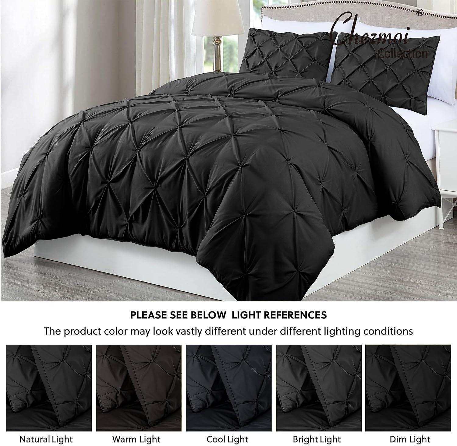 Berlin Black Full Microfiber Pinch Pleat Comforter Set