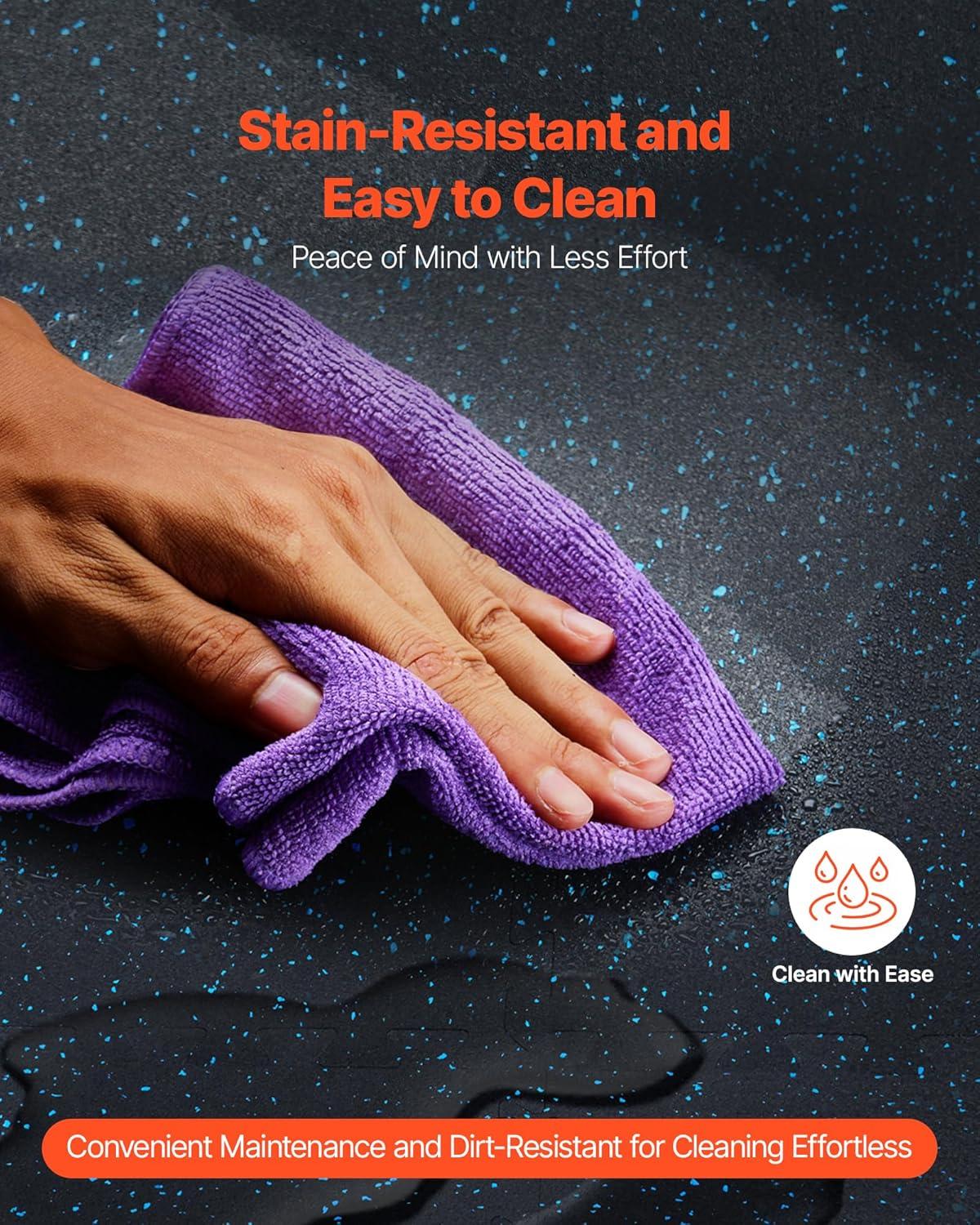 VEVOR 12 PCS 0.56" Thick Gym Floor Mats, 24" x 24" EVA Foam & Rubber Top Interlocking Workout Floor Mats