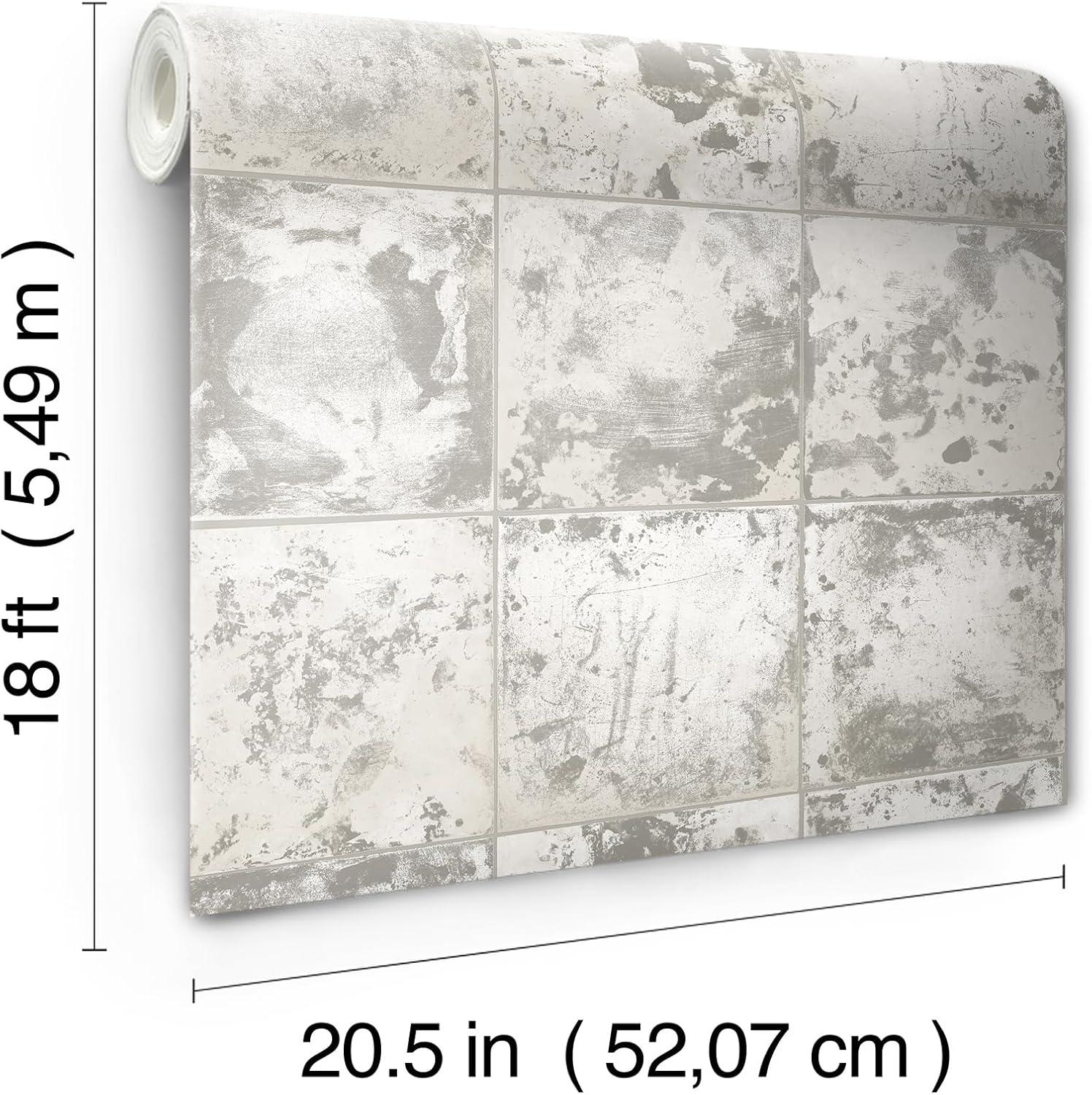 Brewster Peel and Stick 1pc Wallpaper Metal Sheet Silver