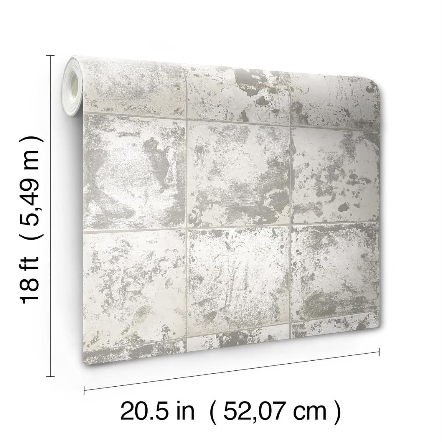 Brewster Peel and Stick 1pc Wallpaper Metal Sheet Silver