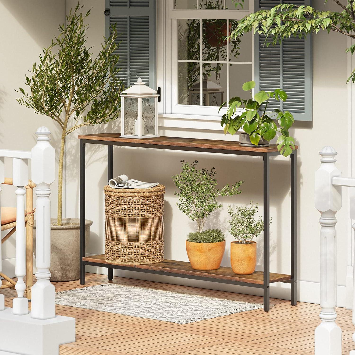 HOOBRO Console Table 47.2" Narrow Skinny Table Industrial Entryway Living Room Hallway BF20XG01G1