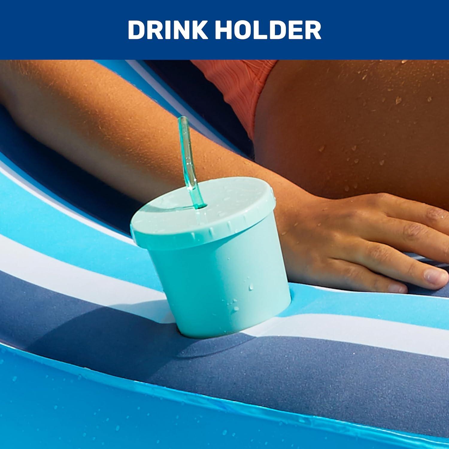 Aqua Leisure Inflatable Ultra Cushioned 1 Person Oversized Outdoor Pool and Lake Lounger Float with Adjustable Pillow Headrest