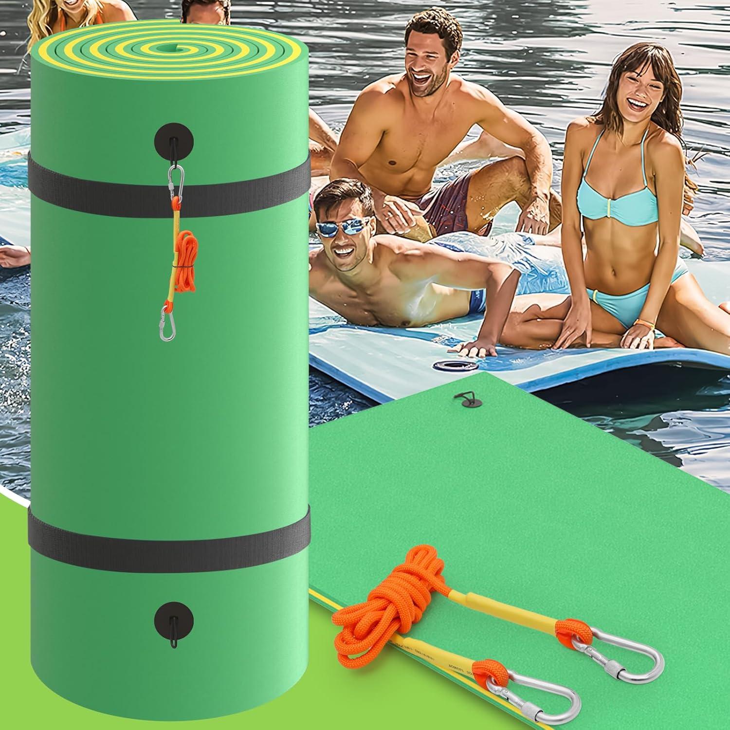 Bring Home Furniture 18x6 ft Floating Mat 10ft Bungee & Storage Straps 1500lb Capacity UV-Resistant XPE Foam Hi-Vis Safety​​