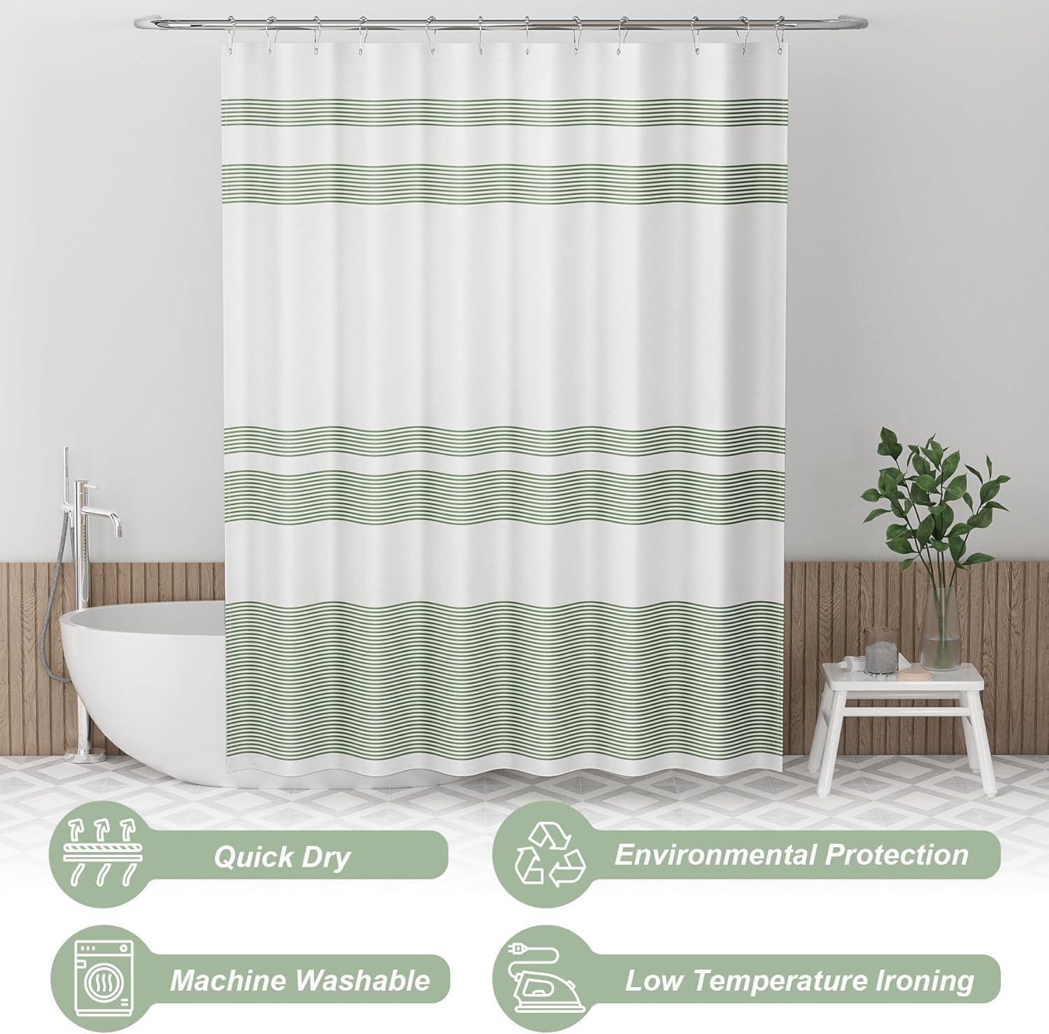 Broddrick Striped Shower Curtain with Hooks Included