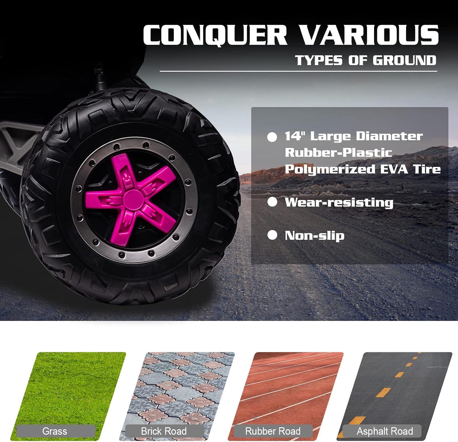 Track 7 24V Ride on UTV, 2-Seater Ride on Car with Remote Control, Music, 2 Speed, Key Start, 4x4 Ride on Off-Road Truck, Blue