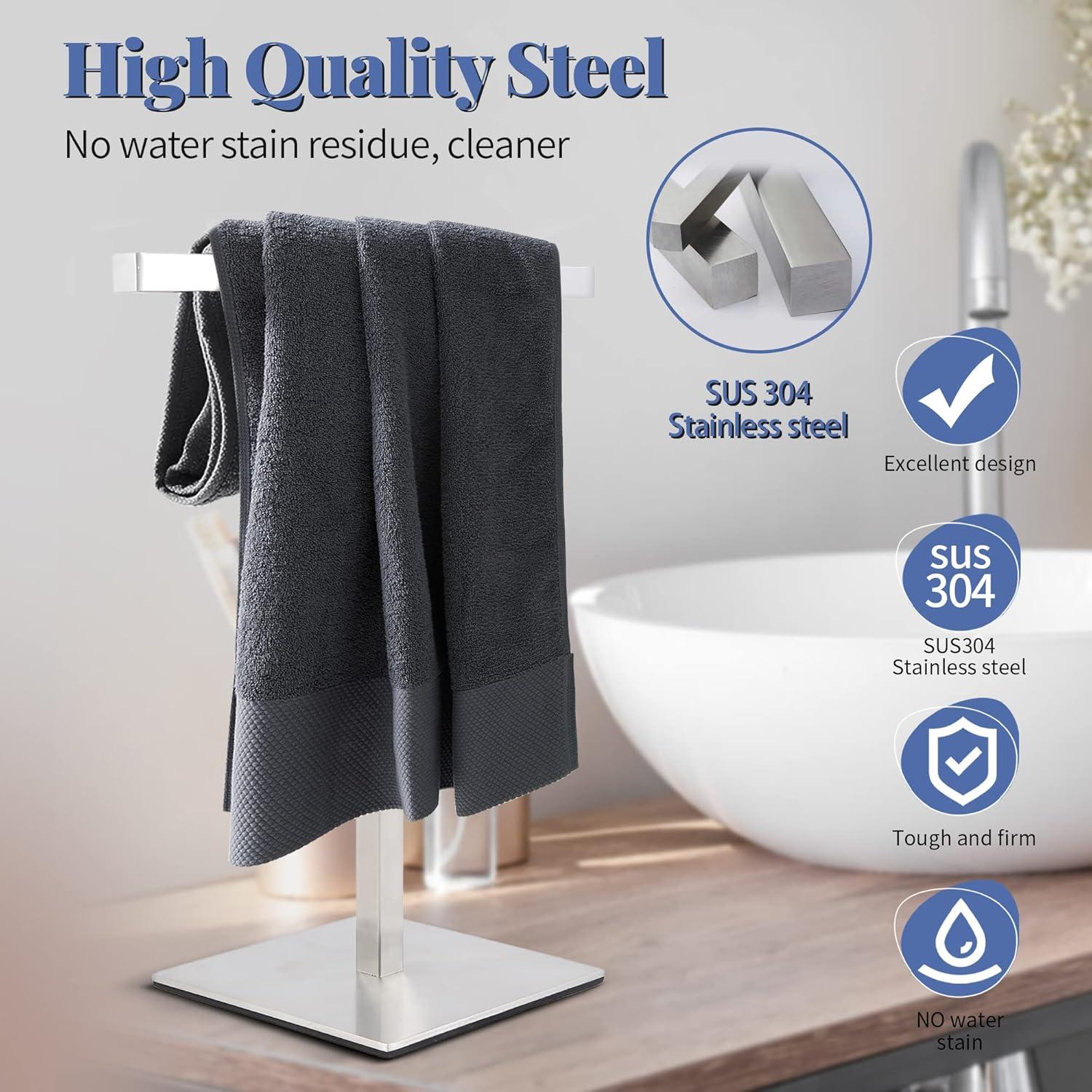 Bathroom Hand Towel Holder Stand，T-Shape Hand Towel Holder Stand SUS304 Stainless Steel for Bathroom，Kitchen or Vanity Countertop