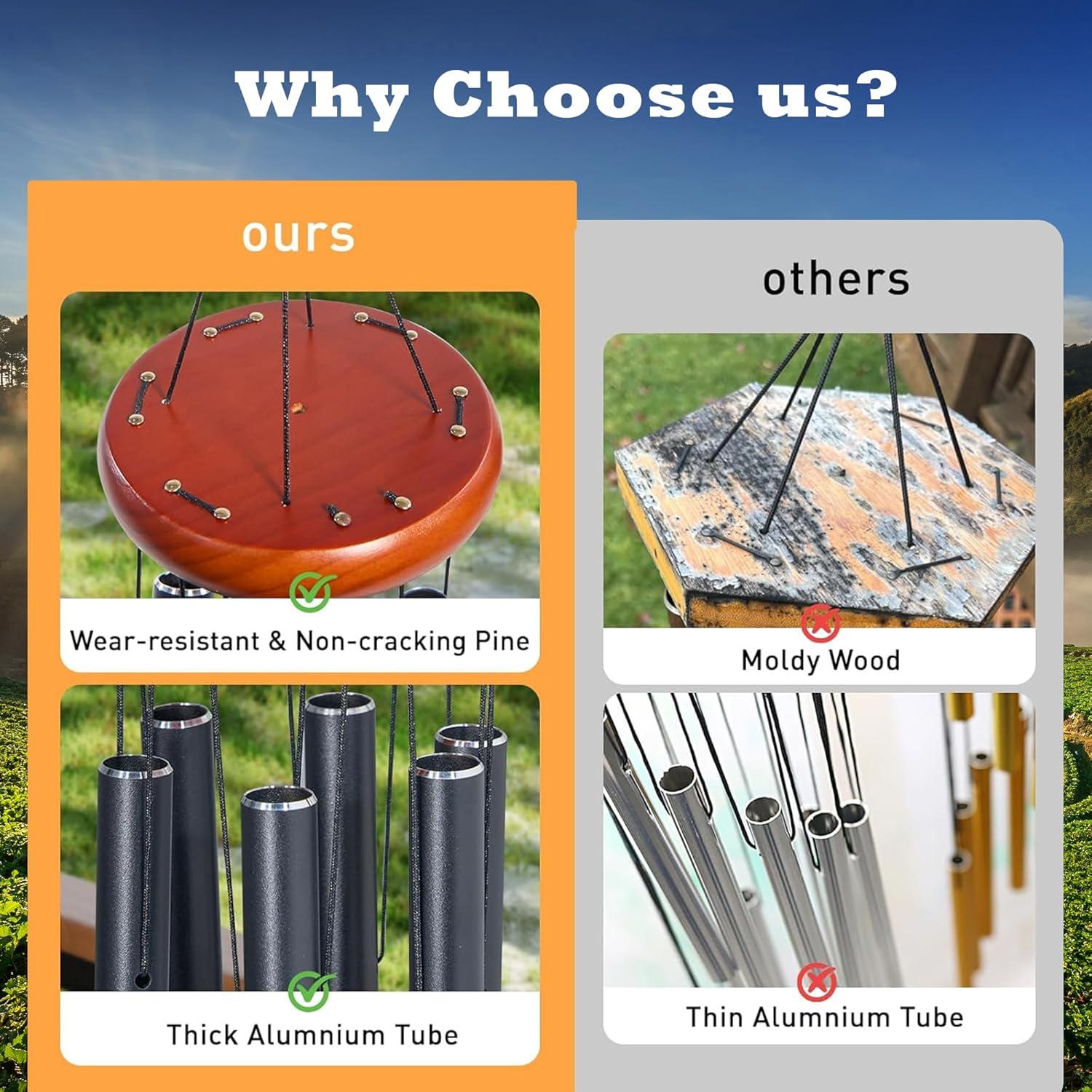 Sympathy Gifts for Loss of Loved One 32" Memorial Wind Chimes for Loss of Loved One Bereavement Condolence Gifts Sympathy Windchimes Memory Wind Chime with Memorial Card