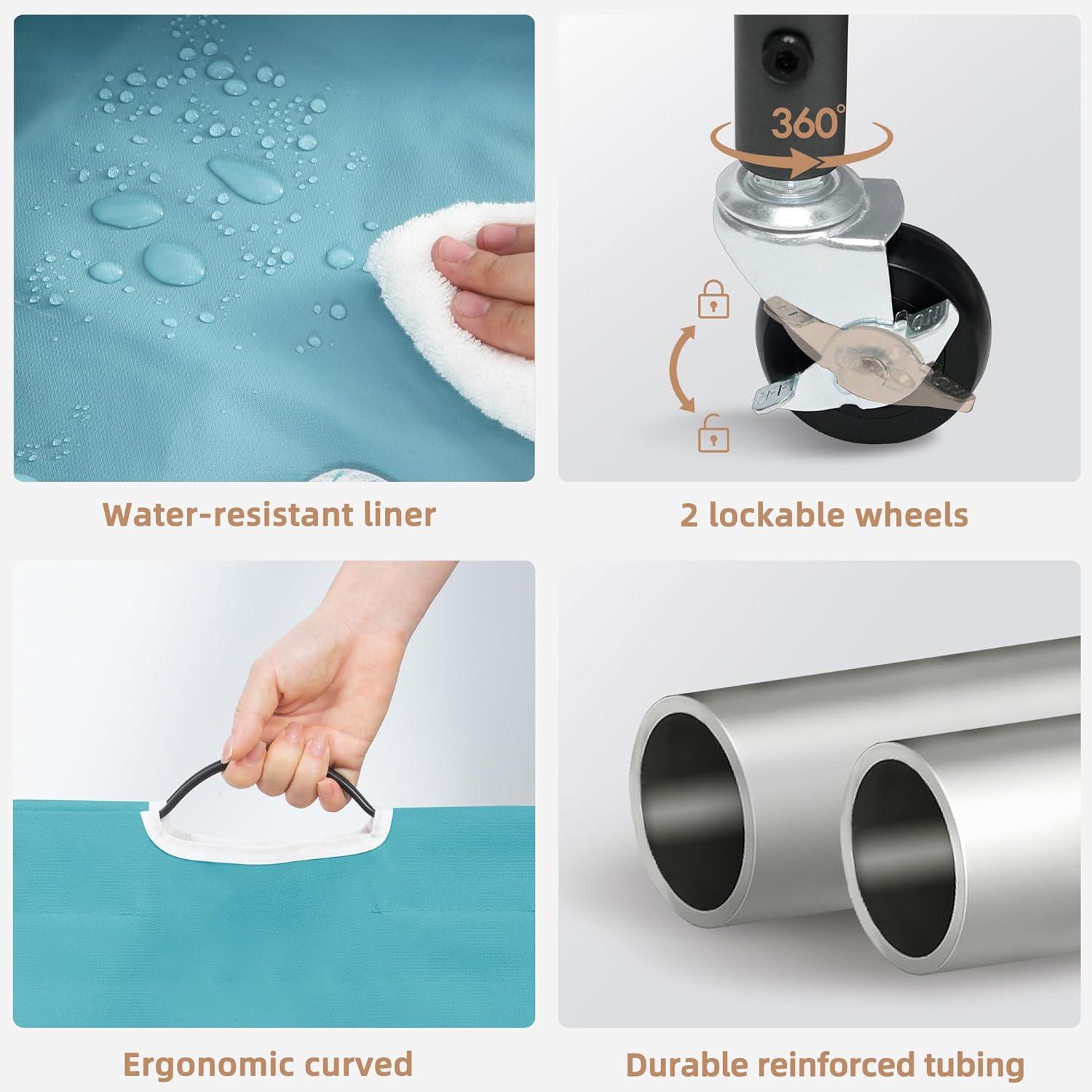 Laundry Sorter 4 Section, Laundry Hamper with Wheels, Laundry Basket Sorter, Laundry Separator Hamper, Laundry Divider Hamper, 4 Bag Laundry Hamper with Wheels and Removable Bags, Gray