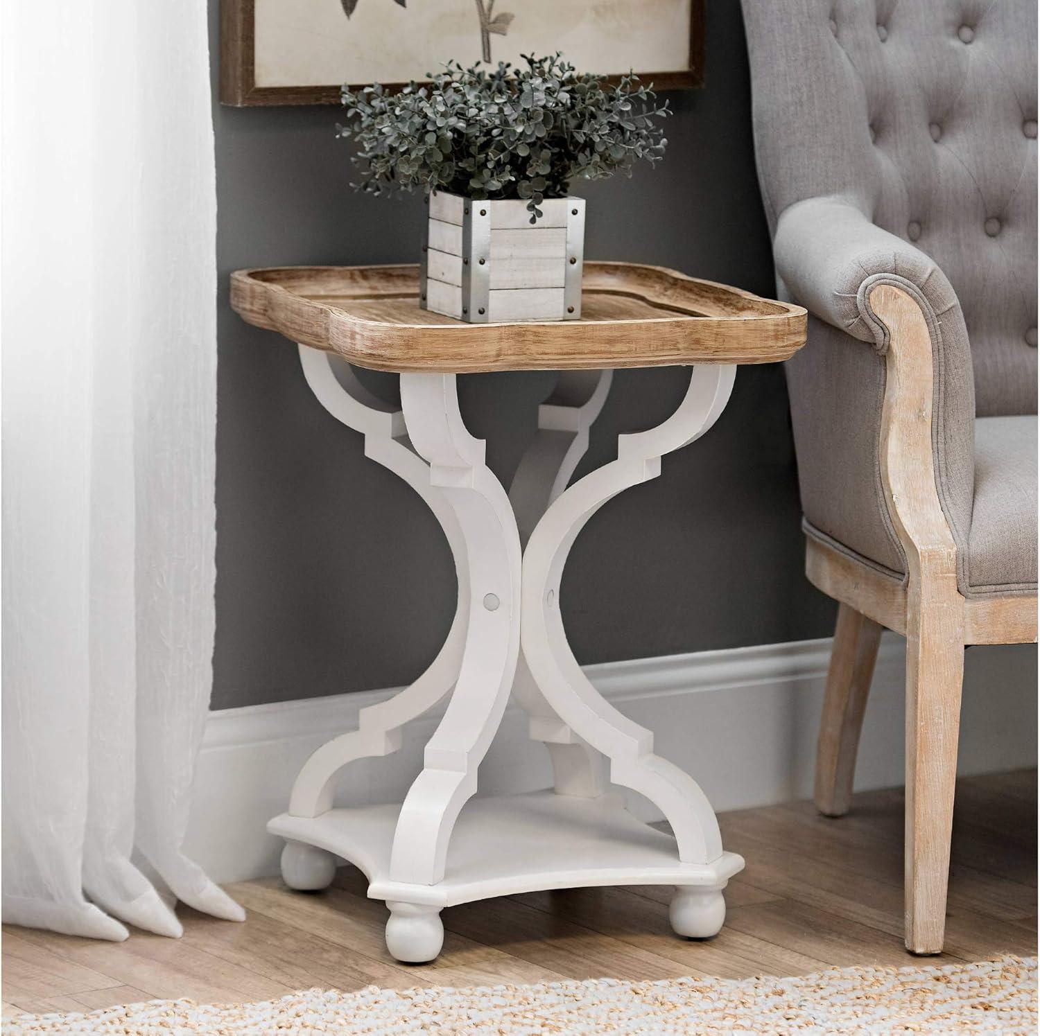 Rustic Farmhouse Natural Wood Square End Table