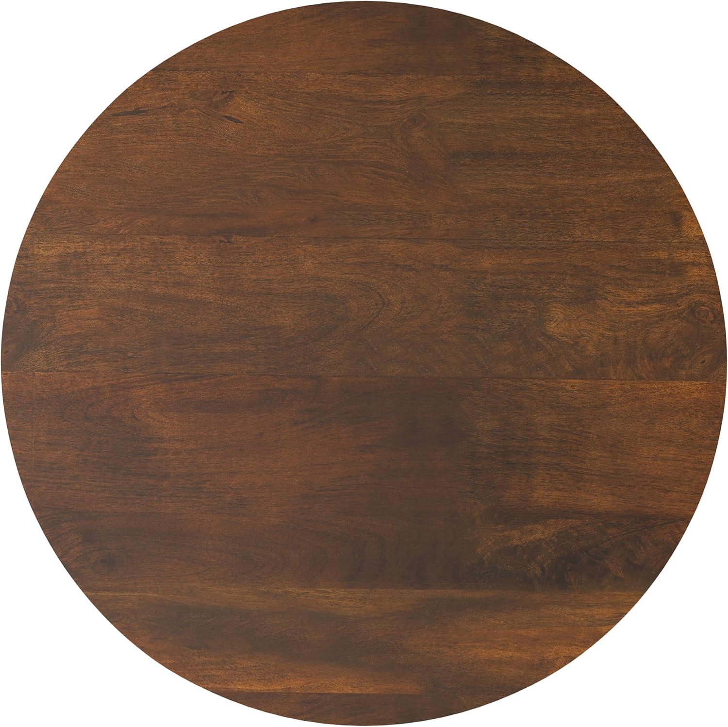 Millbury SOLID MANGO WOOD 36 inch Wide Round Contemporary Drum Coffee Table in Walnut Brown, Fully Assembled