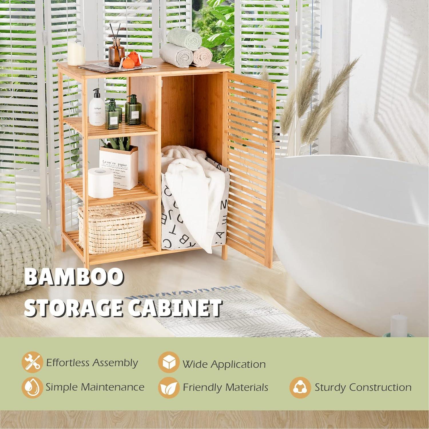 Kadyn Bathroom Cabinet, Storage Cabinet, Bathroom Storage Unit,Bamboo Bathroom Storage Cabinet with Single Door-Natural