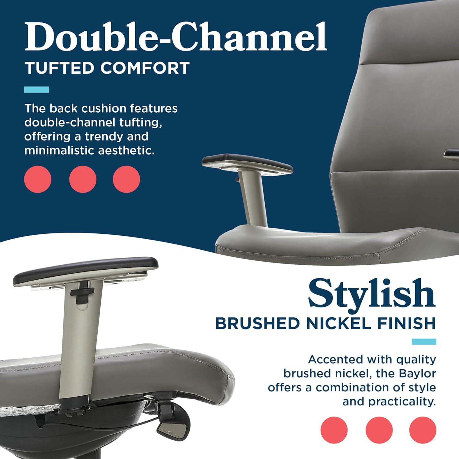 La-Z-Boy Baylor Bonded Leather Adjustable Ergonomic Executive Office Chair with Lumbar Support