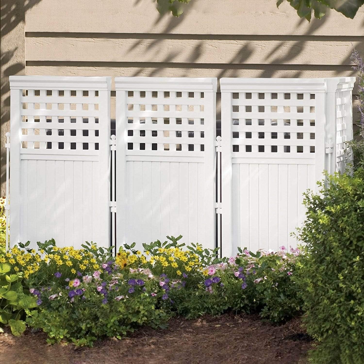 Suncast FS4423D Outdoor Patio 4 Panel Screen Enclosure Gated Fence, Plastic, White, 44 in H x 24 in D