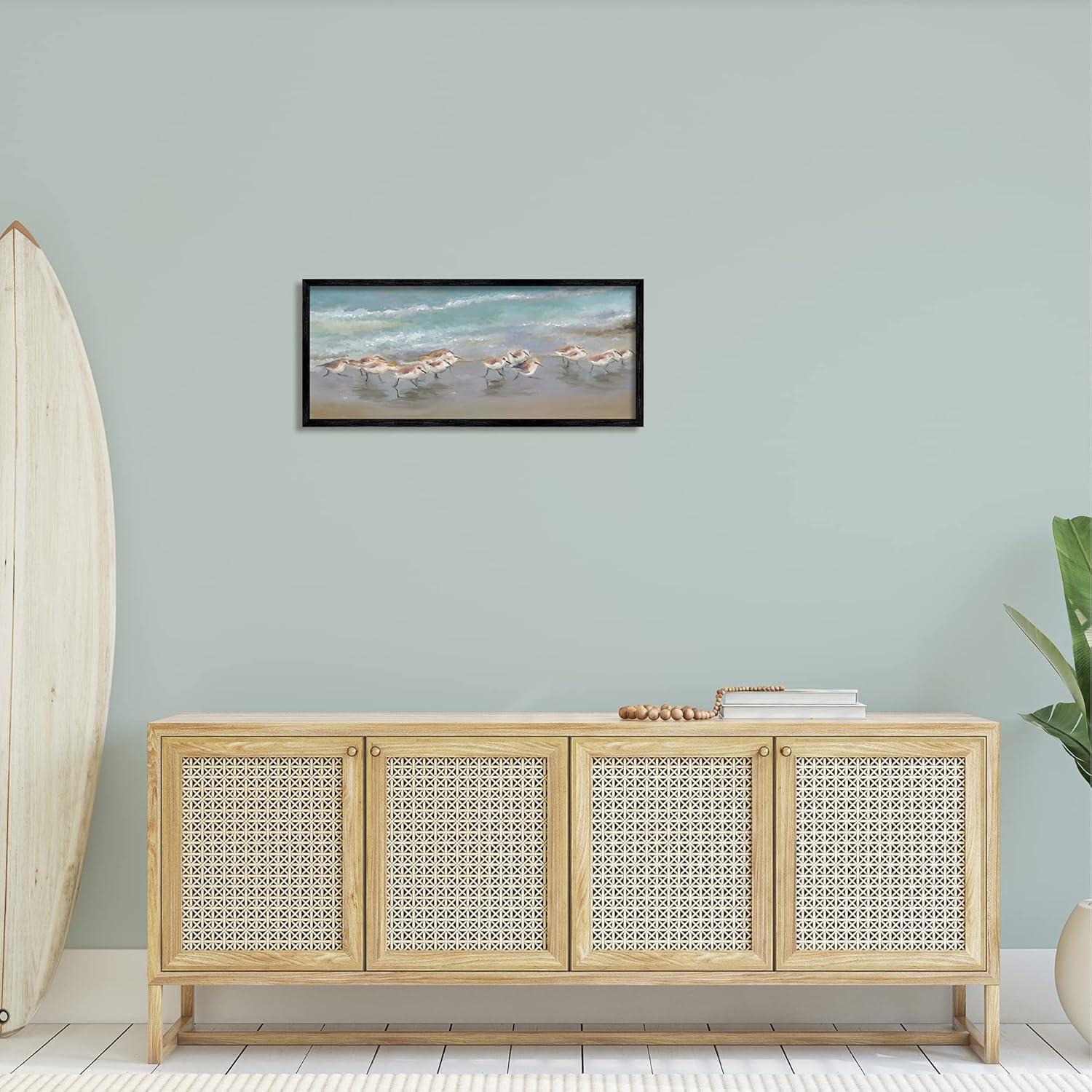 Stupell Industries " Sandpiper Flock Shoreline Splashing " by Rick Novak Painting Print