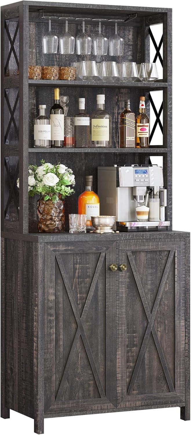 Moasis Bar Cabinet for Liquor and Glasses Dining Kitchen Cabinet with Wine Rack White