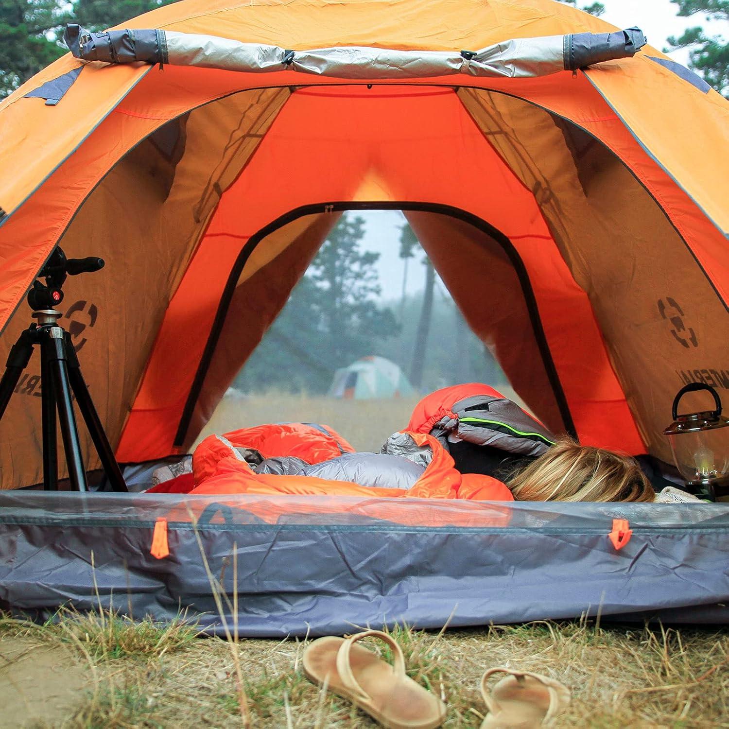 Orange 3-Person Three-Season Camping Tent with Carry Bag