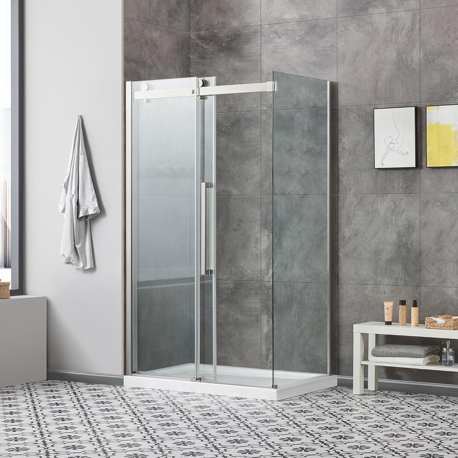 OVE Decors Bel Soft Close Stainless Steel 3-Piece 32-in x 48-in x 81-in Base/Door Corner Shower Kit