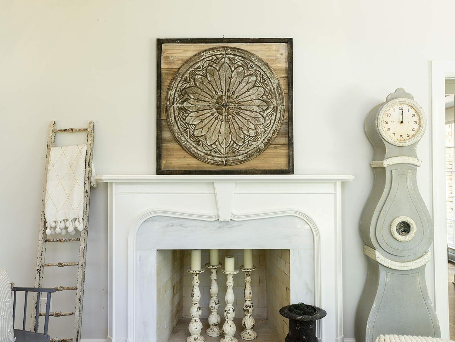 Distressed Gray Wood Grandfather Style Wall Clock