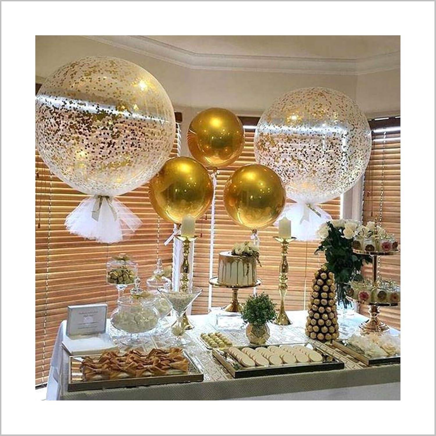 36 Inch Jumbo Confetti IFF17 Balloons, Giant Latex with Gold Confetti (Premium Helium Quality) Pkg/6 Latex glitter balloons for Party/Birthdays/Wedding/Festivals Christmas and Event Decorations