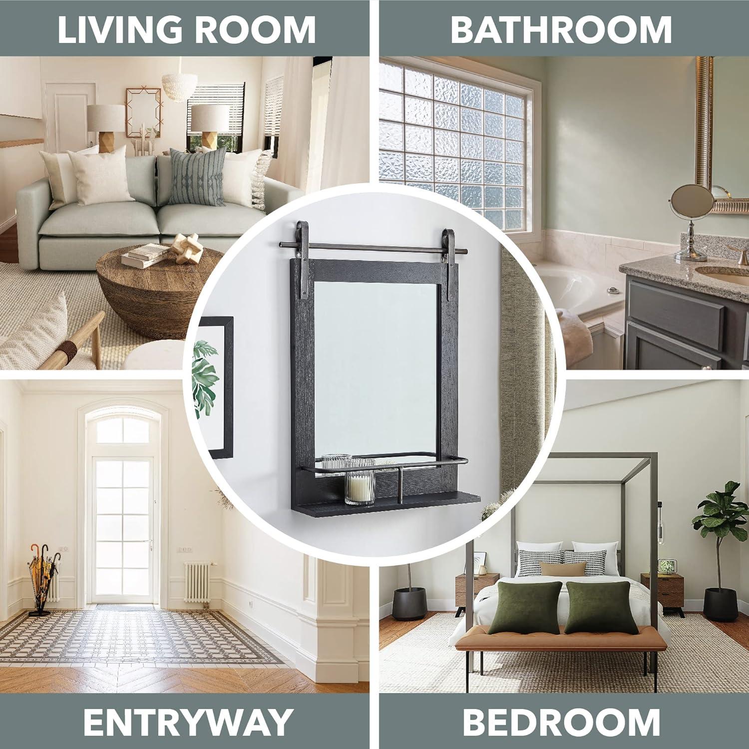 Joss & Main Enora Wood Mirror with Shelves