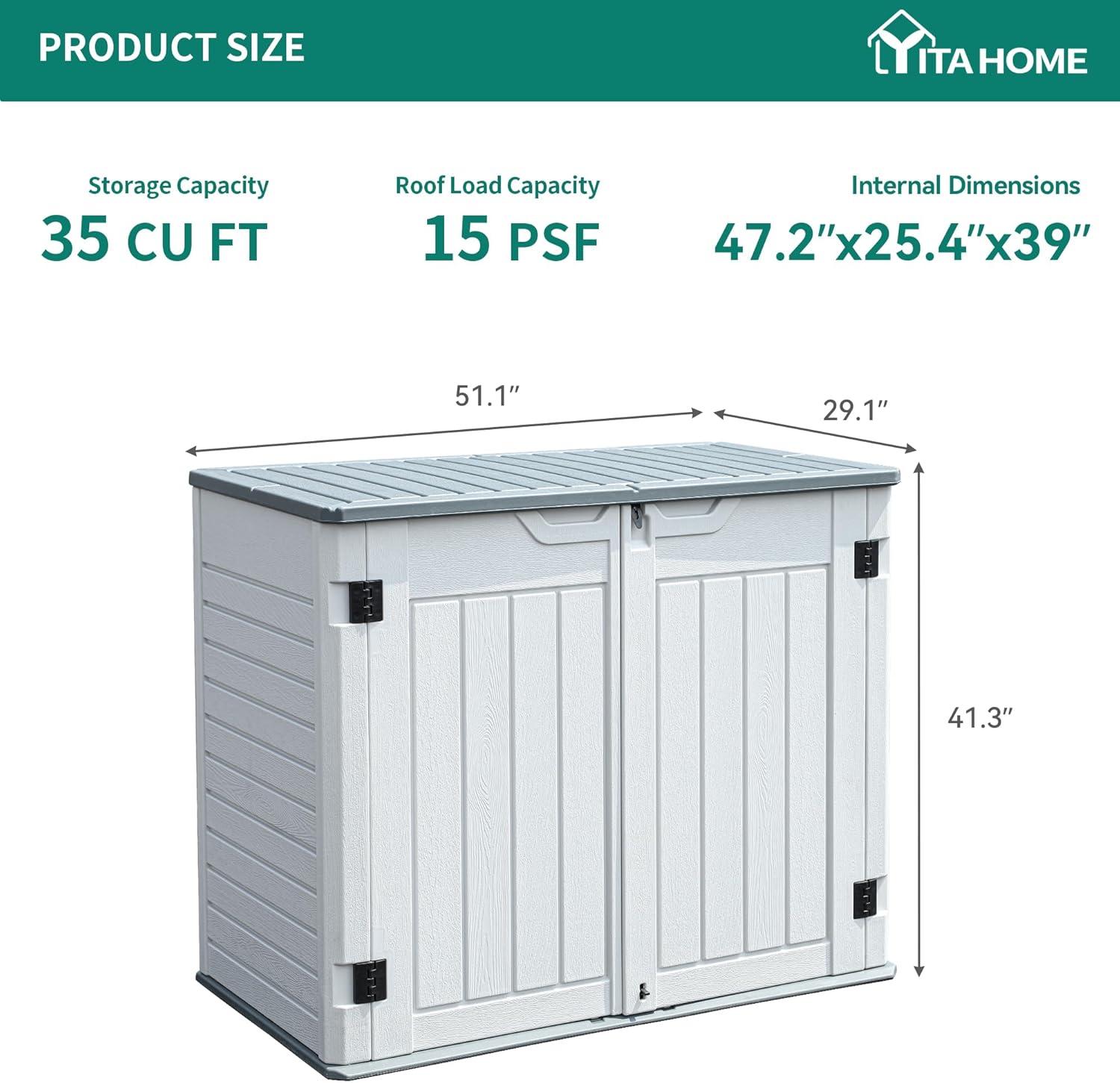 Light Gray Resin Waterproof Outdoor Storage Shed