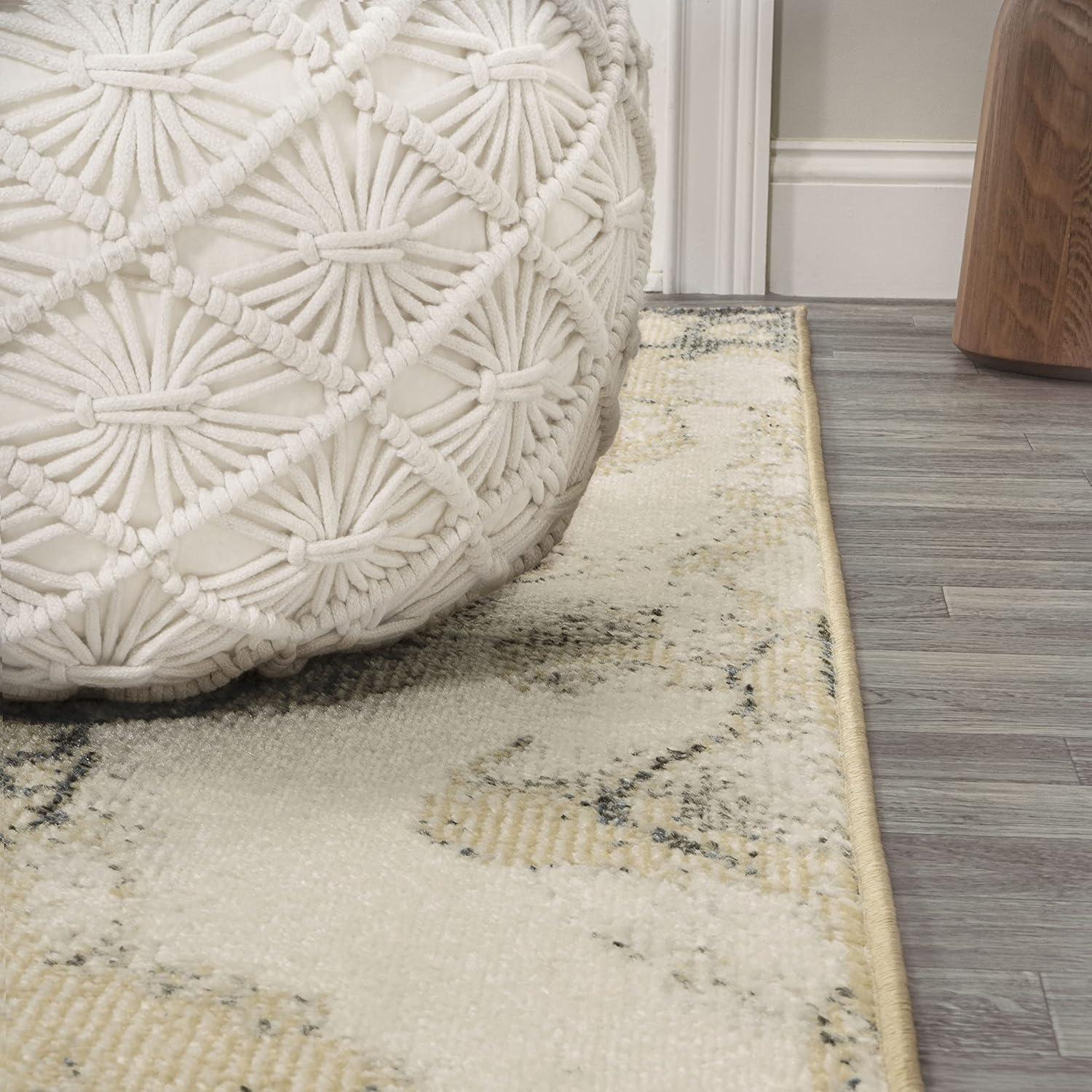 5' x 8' Marmo Abstract Marbled Modern Area Rug, Gold/Gray - JONATHAN Y