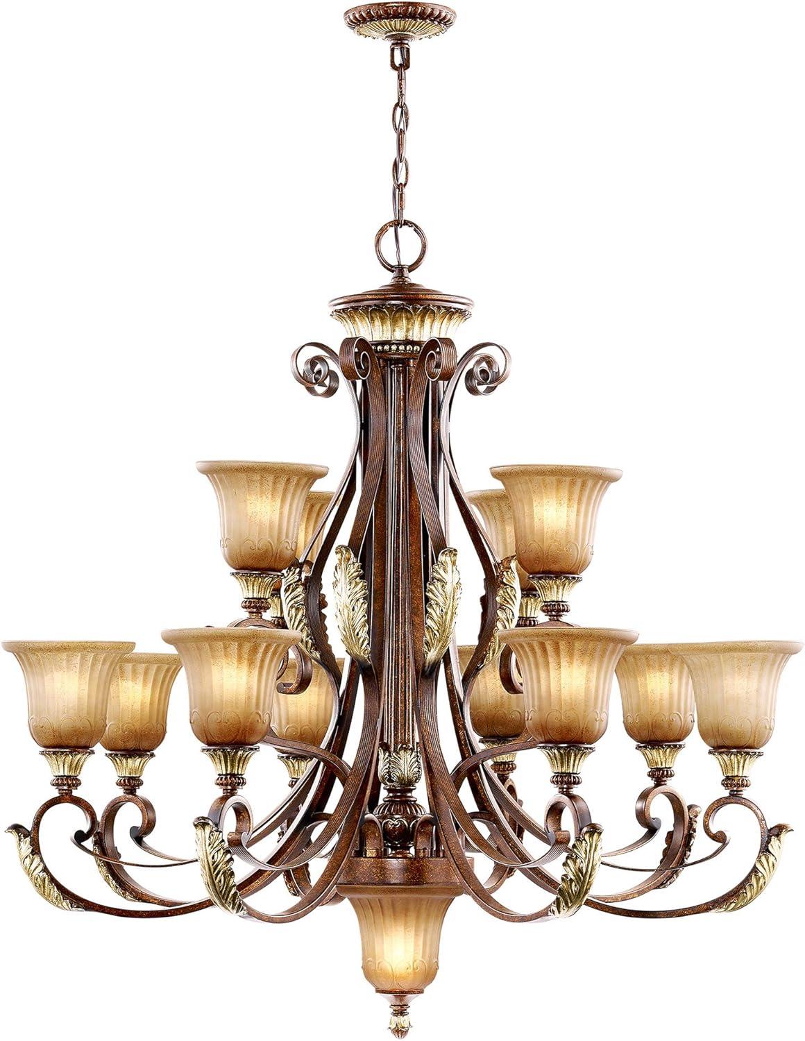 Livex Lighting Villa Verona Chandelier in Verona Bronze with Aged Gold Leaf