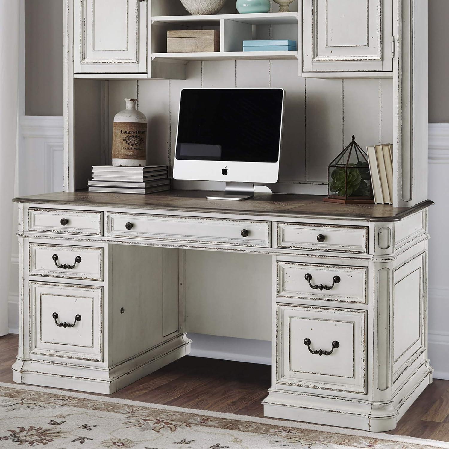 Laurel Foundry Modern Farmhouse® Colchester Credenza Home Office Desk with Built in Outlets