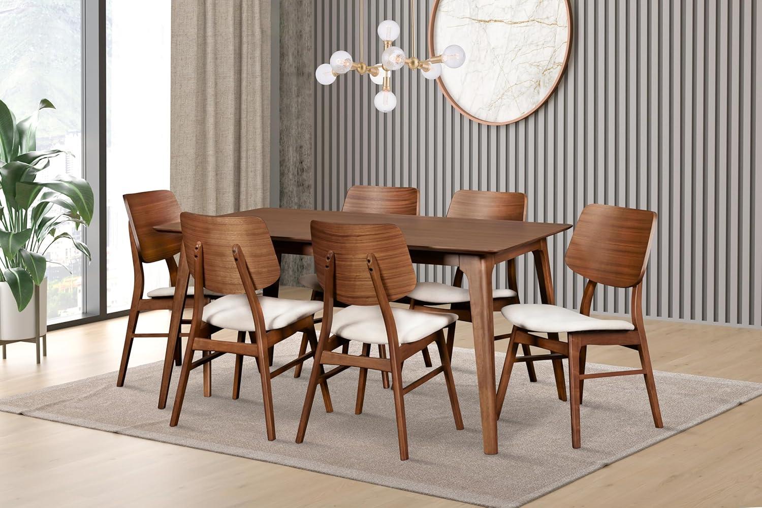 New Classic Furniture Oscar 7-piece Wood Dining Set in Walnut