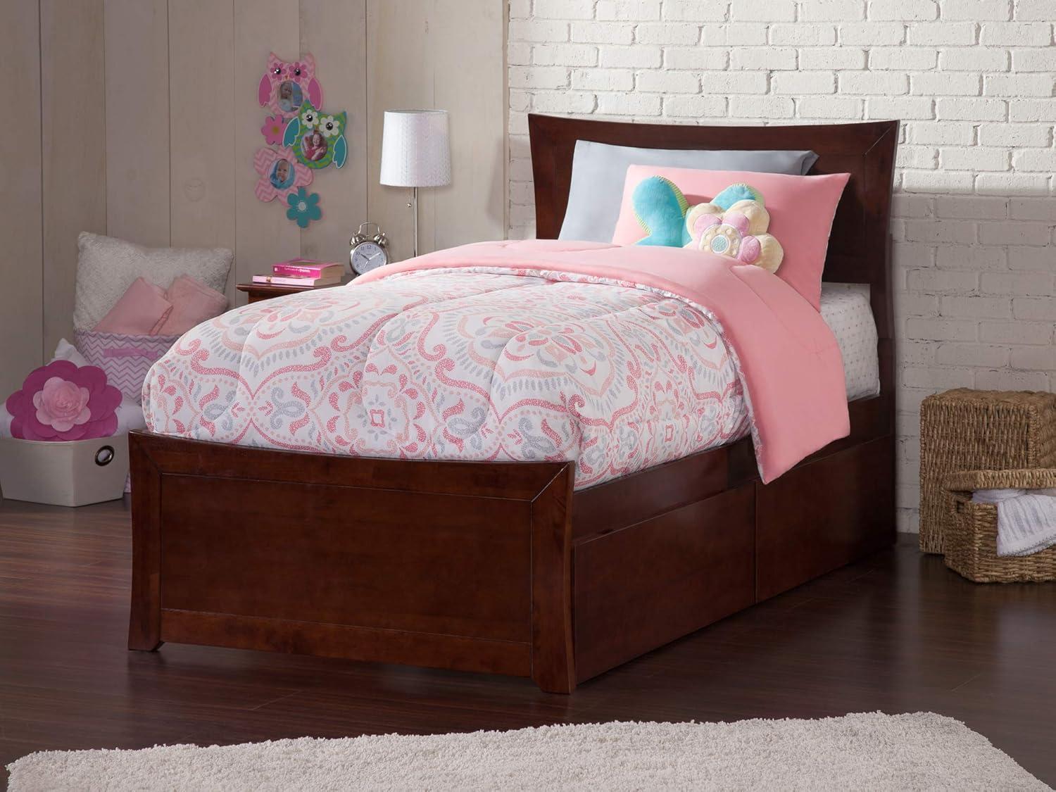 AR9012114 Metro Platform Bed with 2 Urban Bed Drawers, Twin XL, Walnut