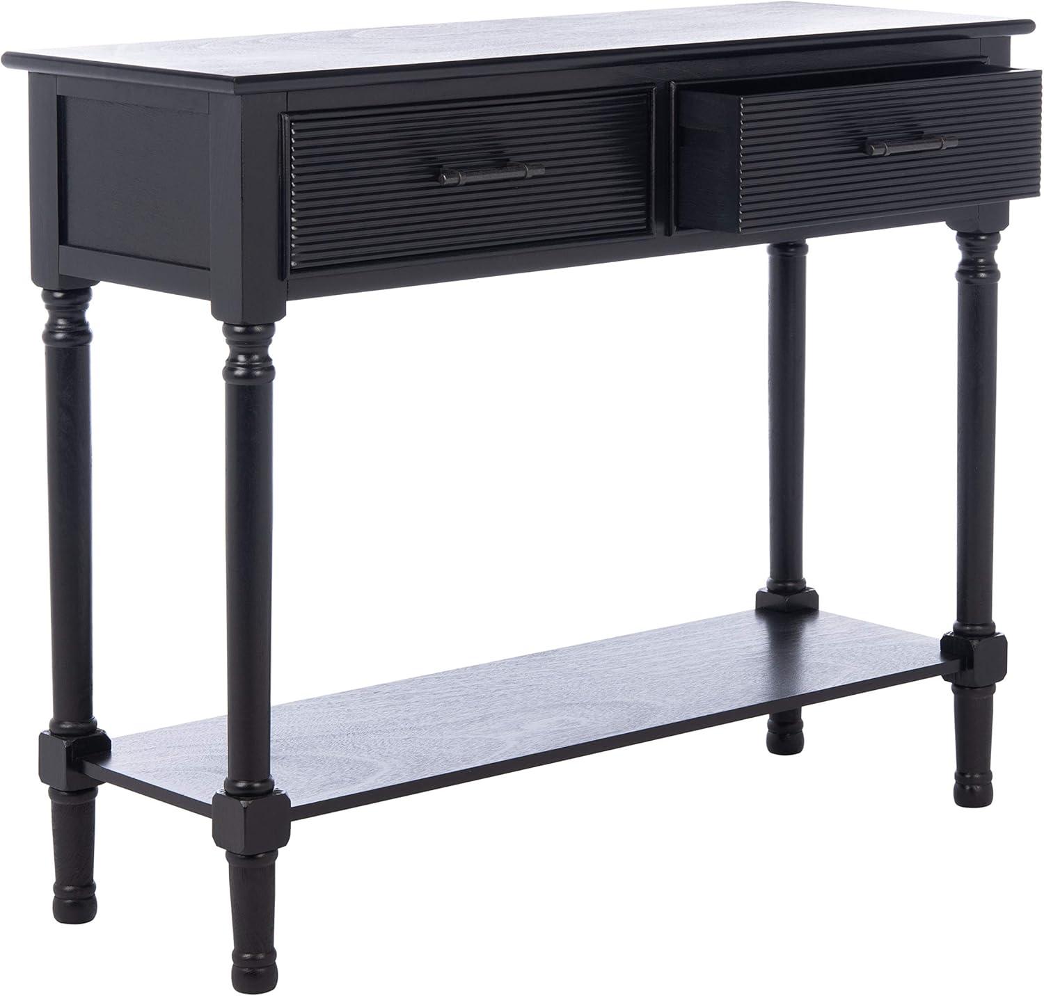 Ryder Black Striated 2-Drawer Console Table with Storage